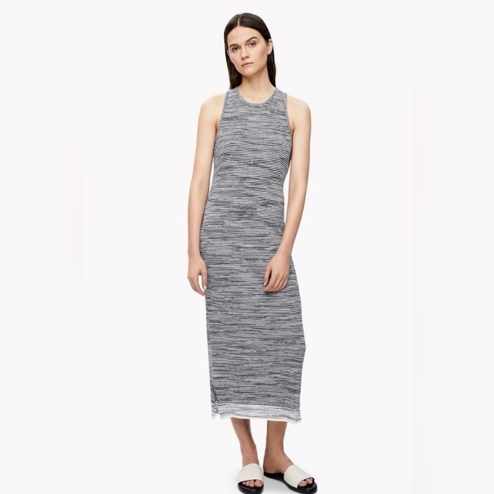 Theory Intrella Space Dye Striped Midi Dress